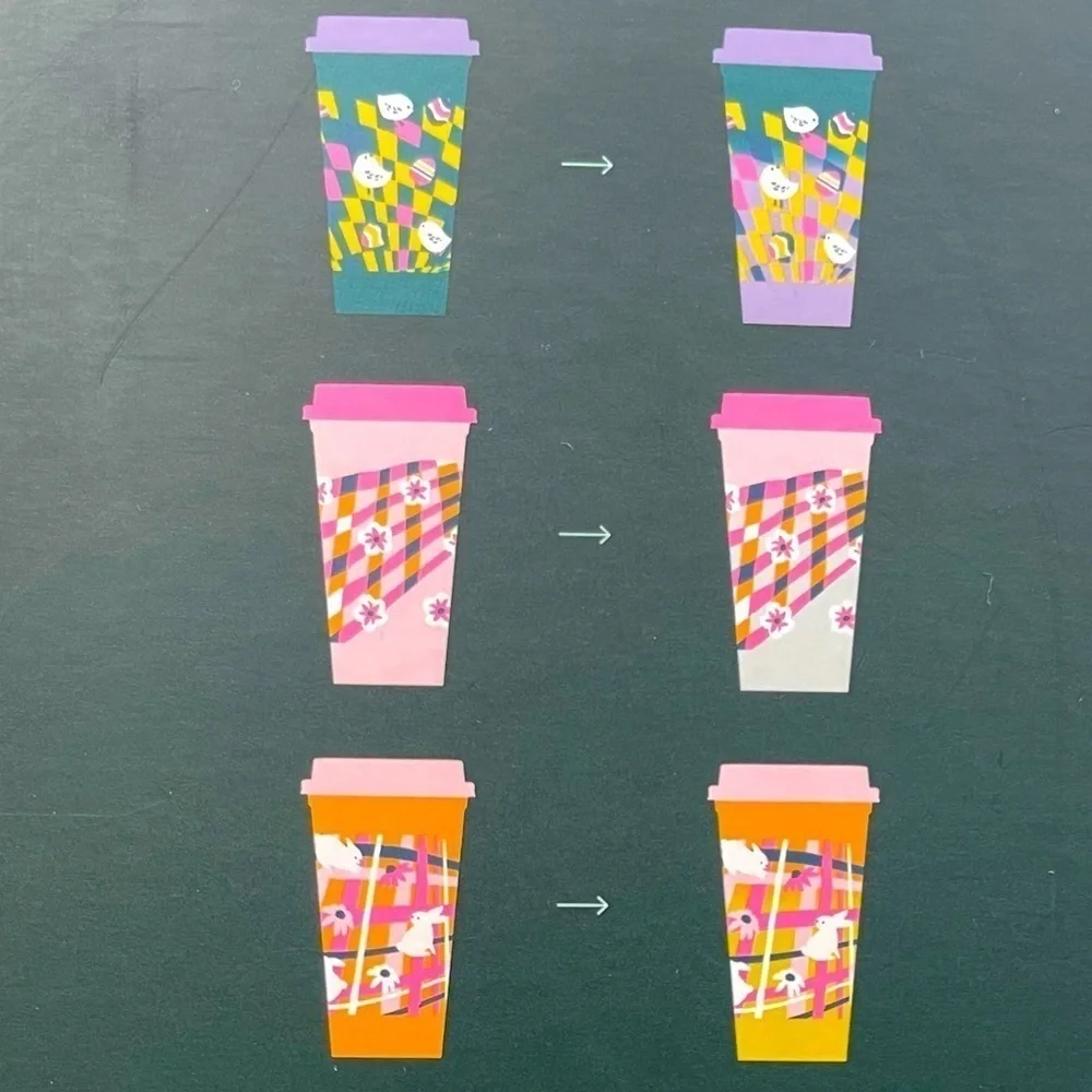 NEW Starbucks 2023 Spring Easter Color Changing Reusable Hot Cup Set of 6